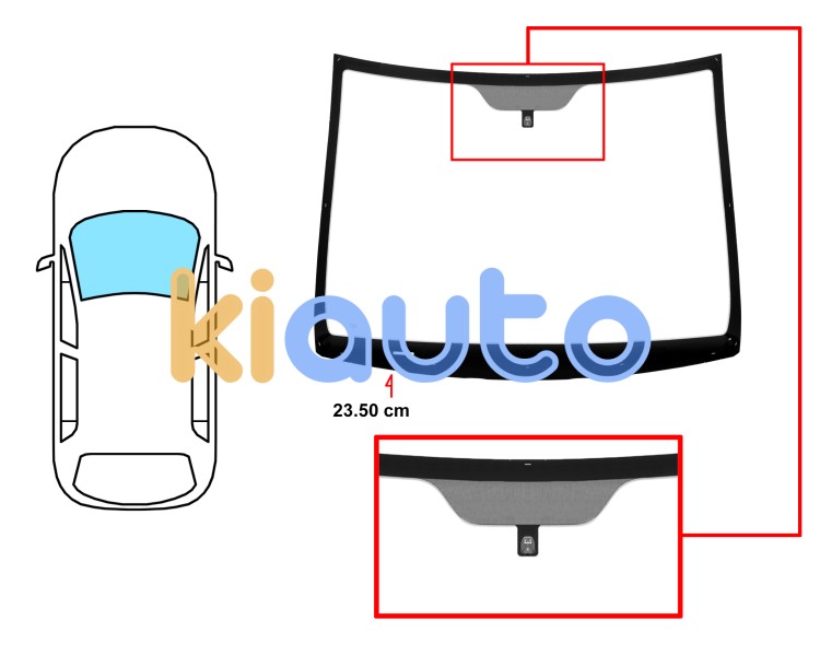 Parabrisas kia venga 2015-2019 delantero / verde / ventana chasis 23,5cm distancia al borde / con base espejo Eurocode 4435AGSV