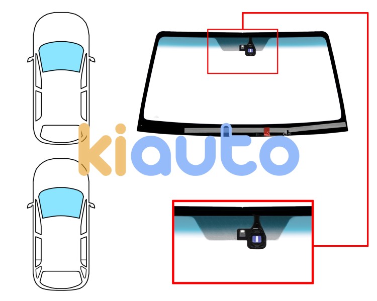 Parabrisas mitsubishi pajero 2000-2003 3/5 puertas / delantero / verde banda azul / termico / con base espejo metalico / con sensor Eurocode 5661AGNBLHM1P