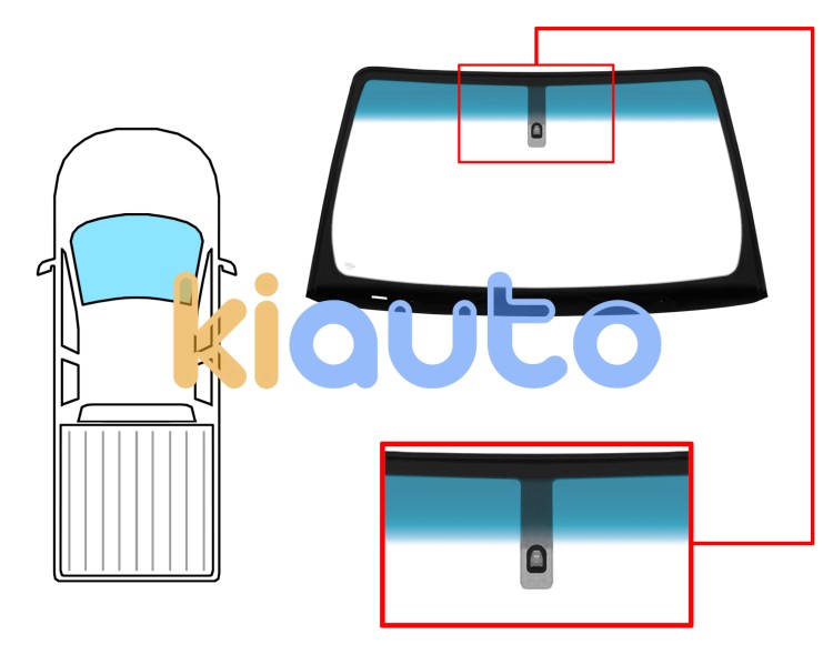 Parabrisas nissan navara 2010-2015 2/4 puertas / delantero / verde banda azul / con base espejo / molduras premontadas Eurocode 6037AGSBLVZ