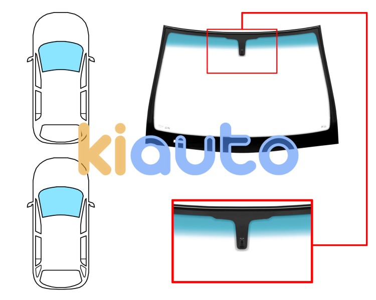Parabrisas opel astra h 2007-2009 5 puertas / familiar / delantero / verde banda azul / con base espejo 12cm / molduras premontadas Eurocode 6302AGNBLVZ1M