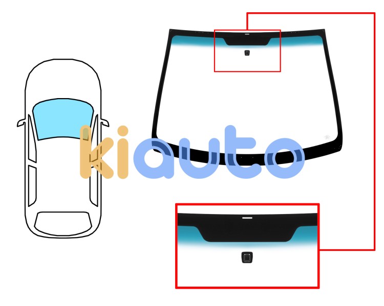 Parabrisas peugeot 107 2008-2012 3/5 puertas / delantero / verde banda azul / con base espejo Eurocode 2734AGSBL
