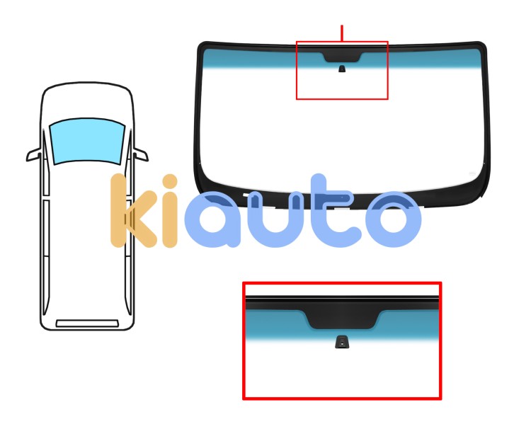 Parabrisas peugeot boxer 2006-2014 delantero / verde banda azul / con base espejo / molduras premontadas Eurocode 3750AGSBLVZ