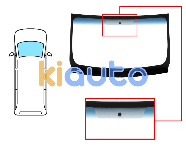 Parabrisas renault trafic 2001-2007 delantero / reflectante / banda azul / con base espejo a 10 cm del borde Eurocode 7252ACCBLV