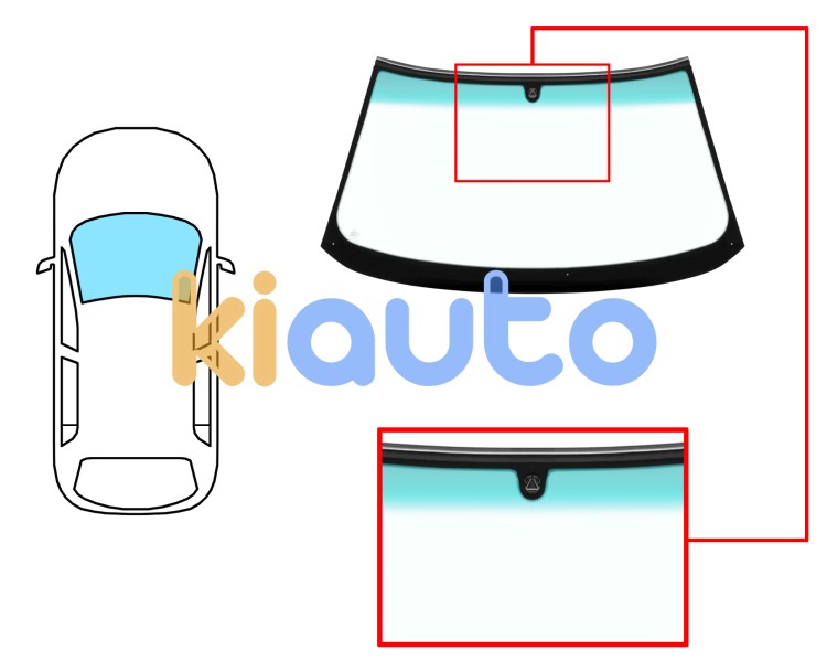 Parabrisas seat toledo 1991-1999 delantero / verde banda azul / con base espejo modificada / molduras premontadas arriba Eurocode 7603AGNBLZ1C