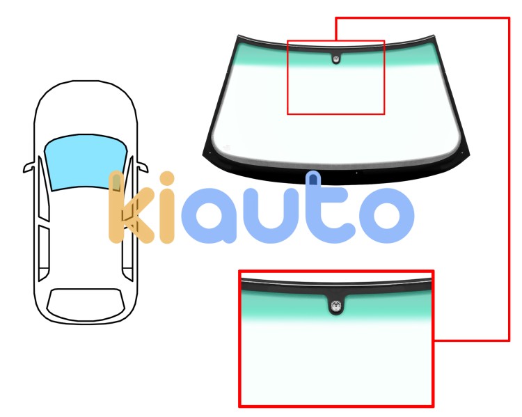 Parabrisas seat toledo 1991-1999 delantero / verde banda verde / con base espejo / molduras premontadas arriba Eurocode 7603AGNGNW