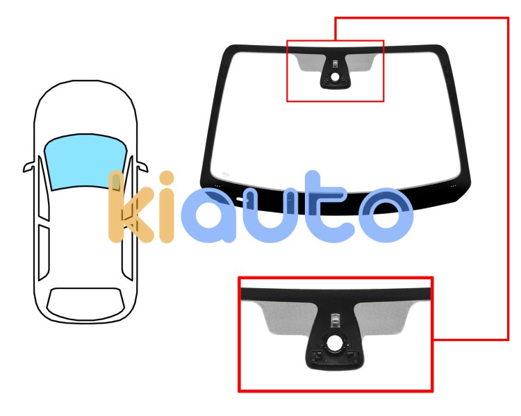 Parabrisas smart fortwo 2014-2020 delantero / verde / con base espejo / con soporte camara / con sensor Eurocode 5387AGSCMV75