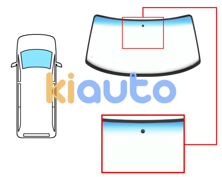 Parabrisas volkswagen caravelle 1990-1996 delantero / verde banda azul / con base espejo / antena Eurocode 8537AGNBLA