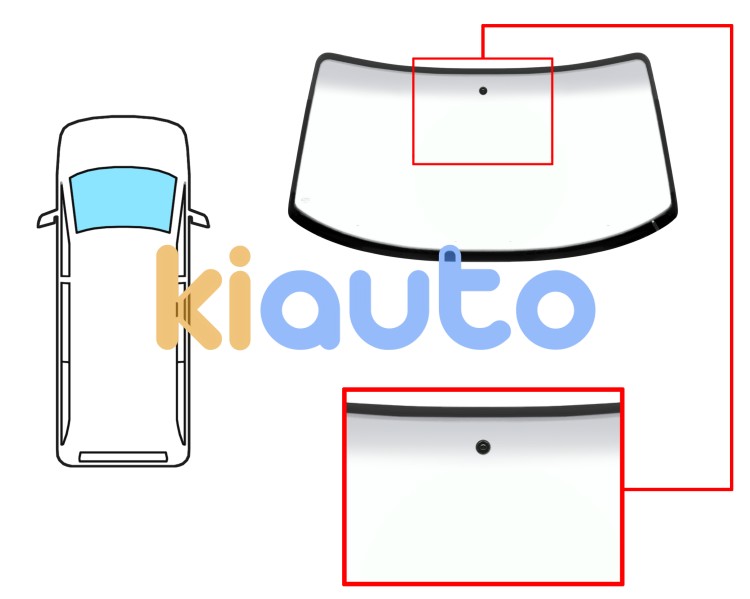 Parabrisas volkswagen caravelle 1996-2003 delantero / verde banda gris / con base espejo / serigrafiado modificado / antena Eurocode 8537AGNGYA1B