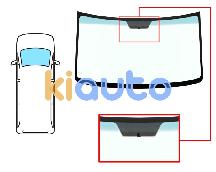 Parabrisas volkswagen lt 1995-2006 cabina alta / delantero / verde banda verde / con base espejo Eurocode 5427AGNGN1C
