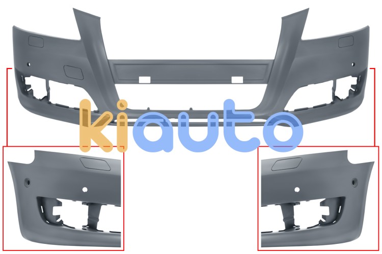 Parachoques audi a3 2008-2012 delantero / con lavafaros / con sensor / con park assist / imprimado OE 8P0807105KGRU