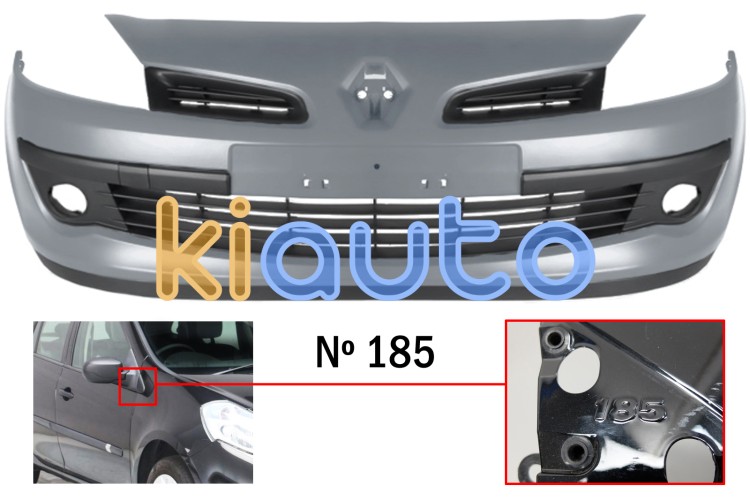 Parachoques renault clio 2005-2009 delantero / modelo 185 / con antinieblas / integral / imprimado OE 7701208681