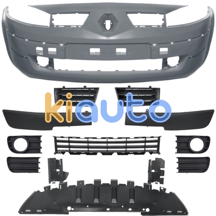 Parachoques renault megane 2002-2006 delantero / con molduras + rejillas + bandeja parachoques / imprimado OE 7701477668