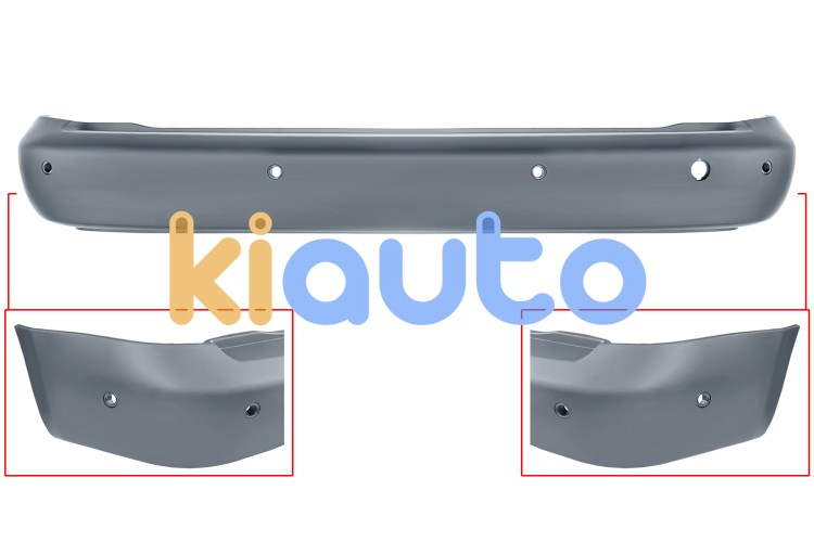 Parachoques volkswagen caddy 2004-2010 trasero / chasis corto / con 6 sensor / con park assist / imprimado OE 2K0807417MGRU