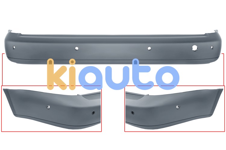 Parachoques volkswagen caddy 2010-2015 trasero / chasis largo / con 6 sensor / con park assist / imprimado OE 2K3807417GGRU