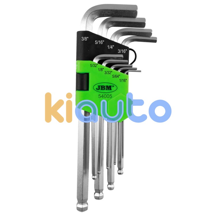 Set de 9 llaves allen en pulgada con punta redonda