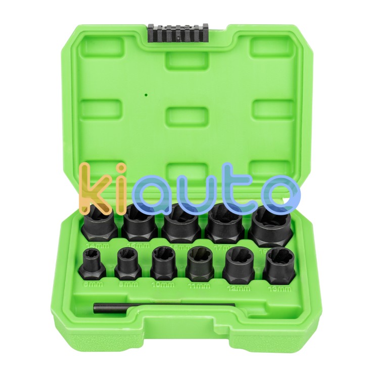 Set de vasos twist de 3/8" para extracción de tuercas / tornillos de seguridad 6-19mm