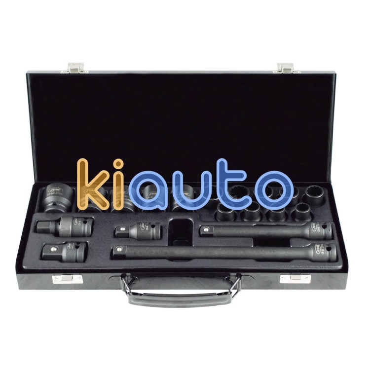 Set vasos impacto 1/2" 12 cantos + adaptadores 19 piezas