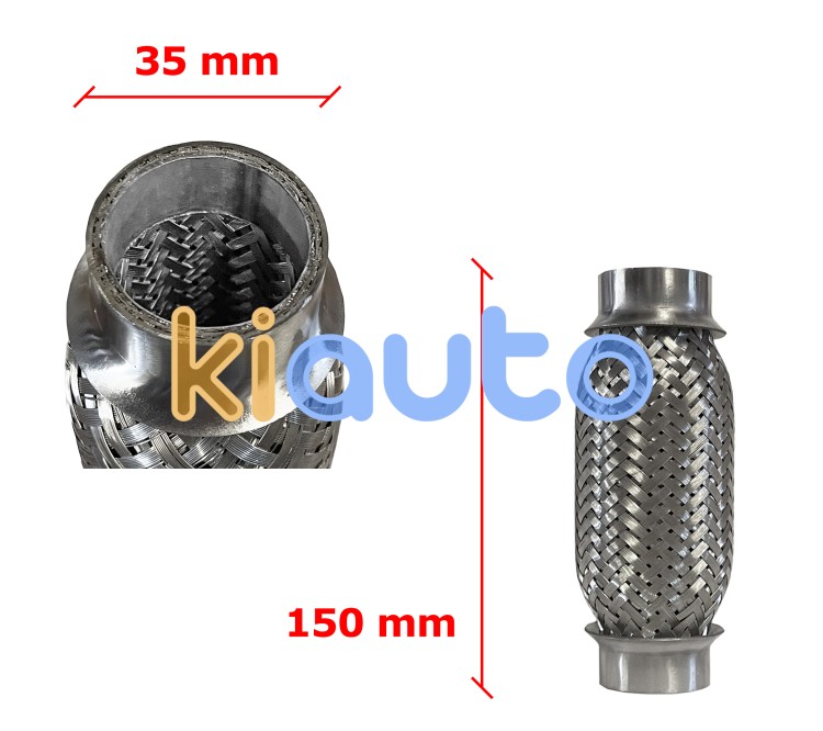 Tubo de escape flexible 35mm diametro x 150mm longitud