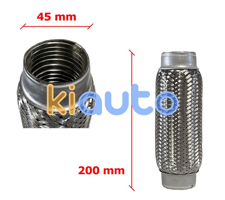 Tubo de escape flexible 45mm diametro x 200mm longitud