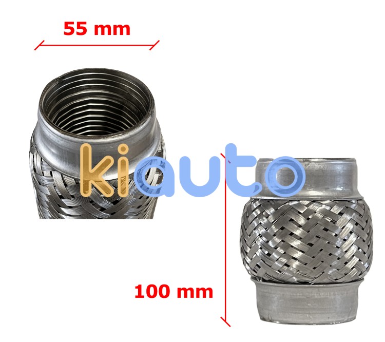 Tubo de escape flexible 55mm diametro x 100mm longitud