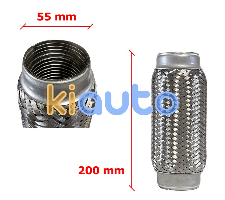 Tubo de escape flexible 55mm diametro x 200mm longitud