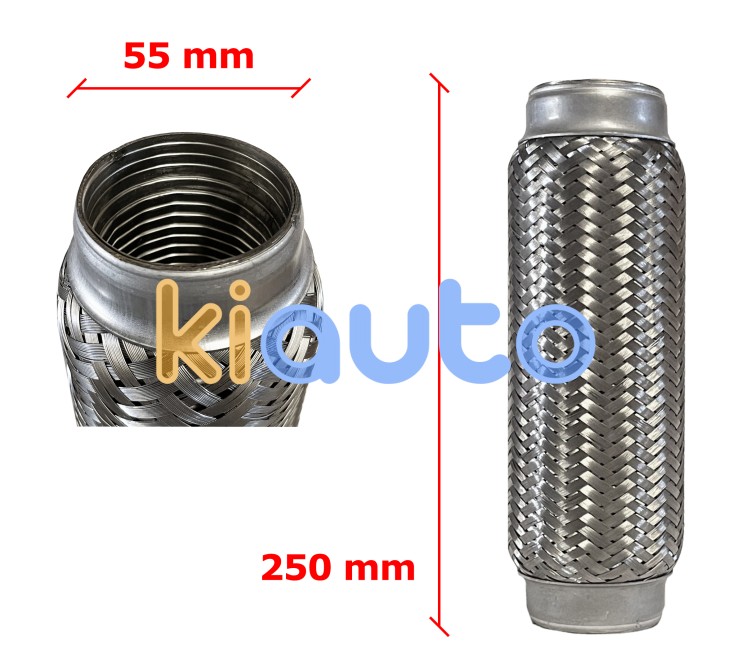 Tubo de escape flexible 55mm diametro x 250mm longitud