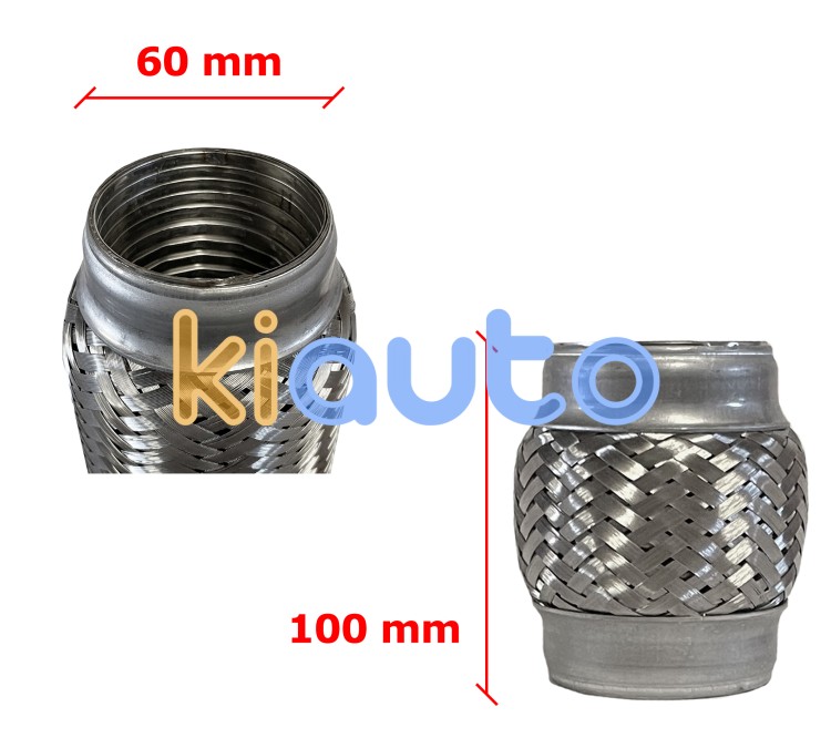 Tubo de escape flexible 60mm diametro x 100mm longitud